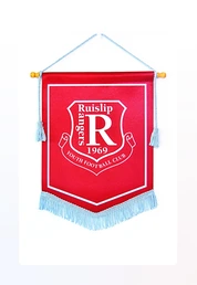 Promotional soccer pennants for fan merchandise and shops